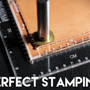 Two clear plastic right angle rulers with measurement markings demonstrating tool use on a dark surface with 'Castillo Heritage Crafts' branding and 
