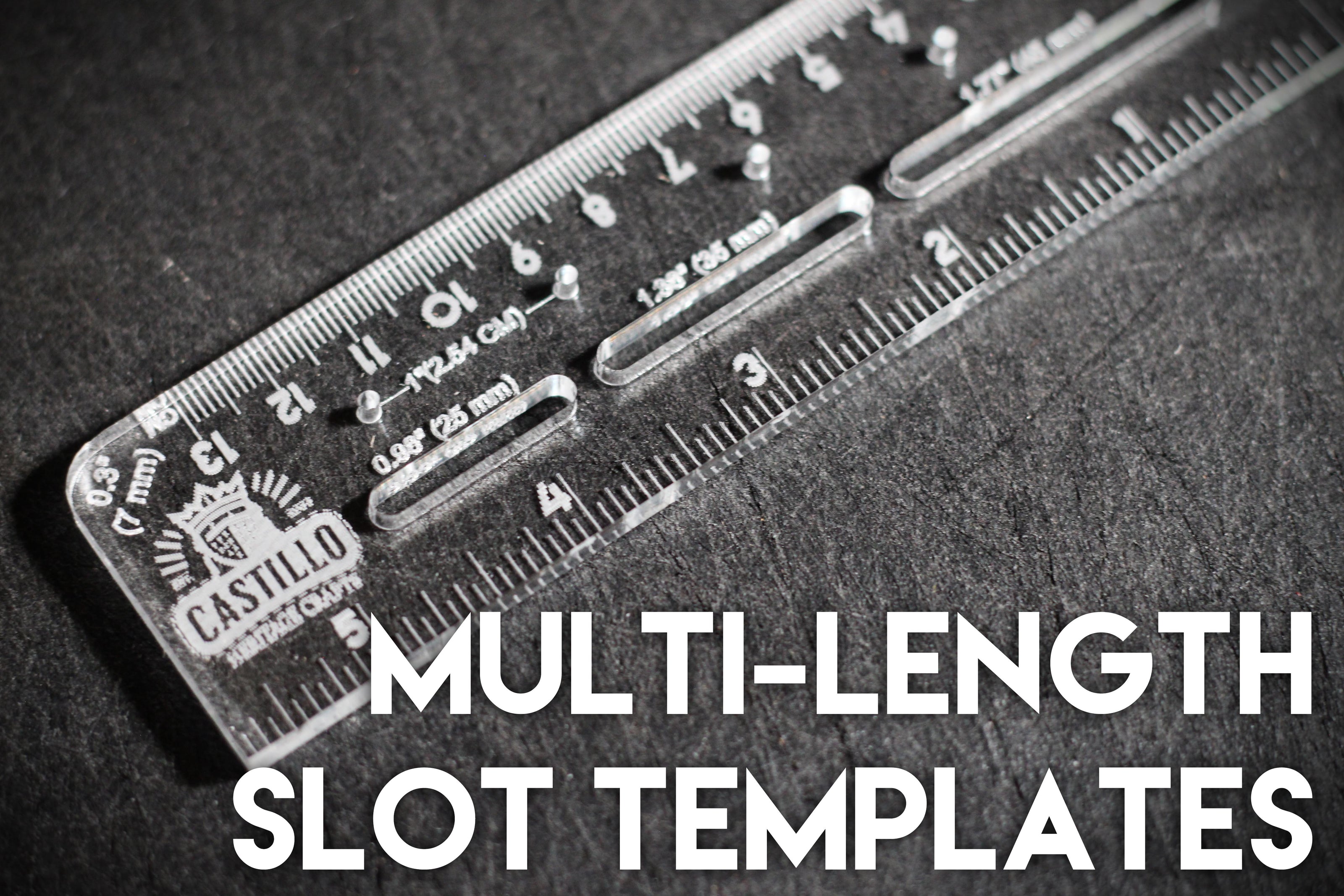 Castillo Heritage Crafts branded centering ruler on a dark surface with 