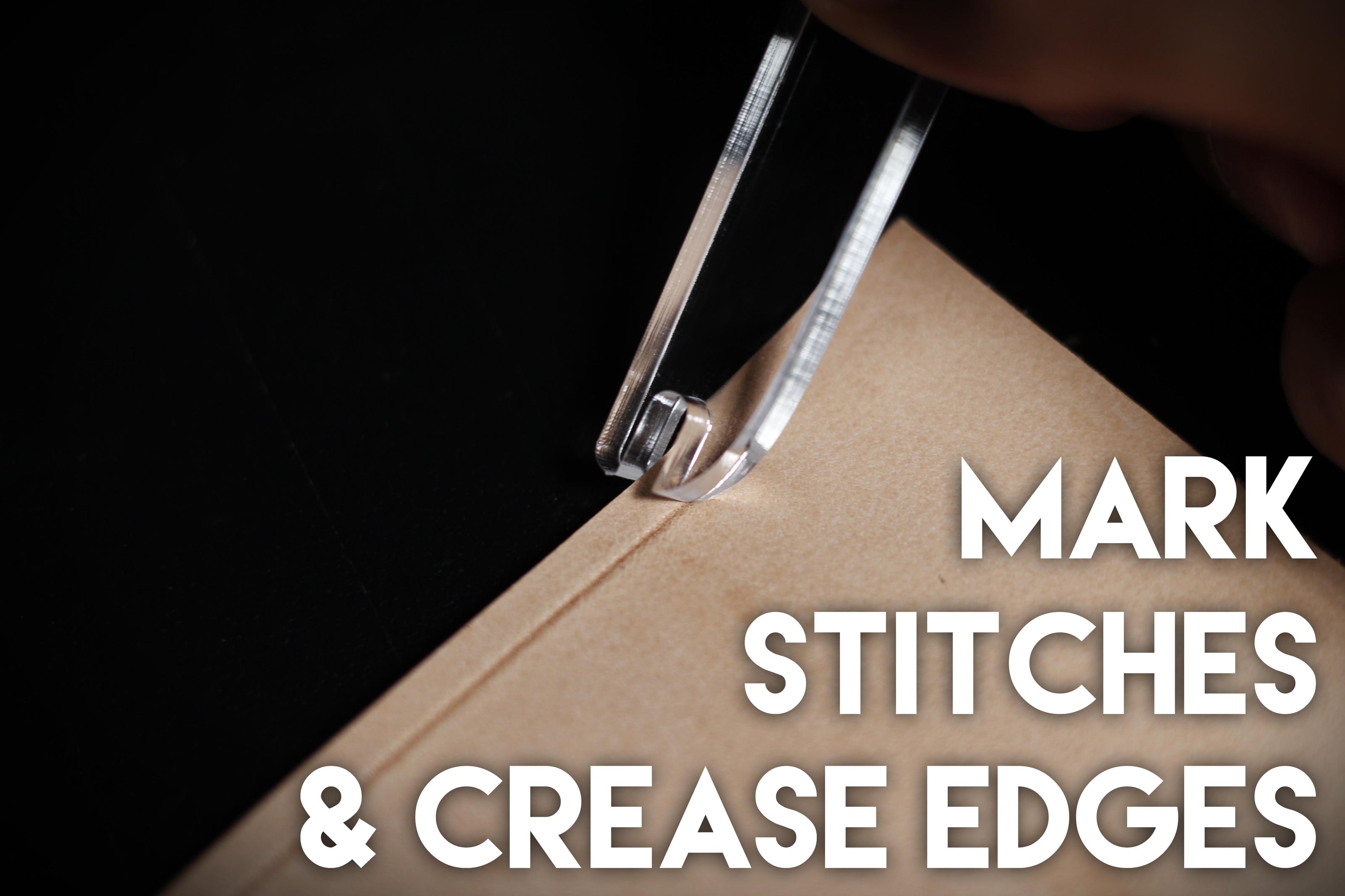 Castillo Heritage Crafts branded stitch line marker tool demonstrating use with 