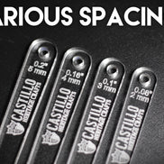 Castillo Heritage Crafts branded stitch line marker tool set of various sizes on a dark surface with 